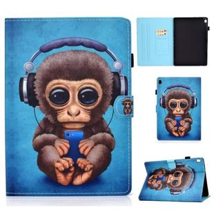 For Lenovo Tab M10 HD TB-X505F Colored Drawing Stitching Horizontal Flip Leather Case, with Holder & Card Slots & Sleep / Wake-up Function(Headphone Monkey)