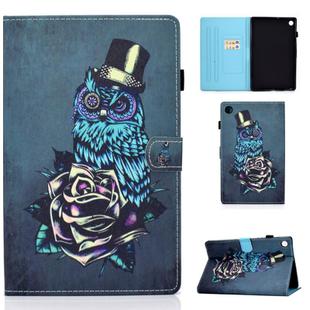 For Lenovo Tab M10 Plus TB-X606 Colored Drawing Stitching Horizontal Flip Leather Case, with Holder & Card Slots & Sleep / Wake-up Function(Rose Owl)