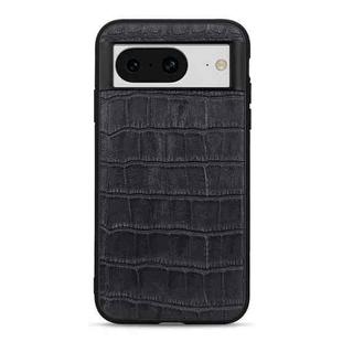 For Google Pixel 8 Crocodile Texture Genuine Leather Phone Case(Black)