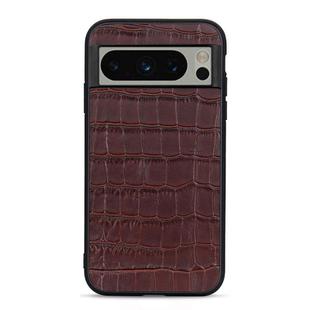 For Google Pixel 8 Pro Crocodile Texture Genuine Leather Phone Case(Brown)