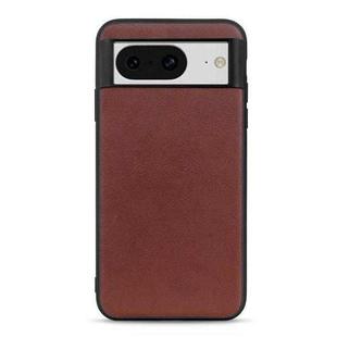 For Google Pixel 8 Lambskin Texture Genuine Leather Phone Case(Brown)