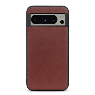 For Google Pixel 8 Pro Lambskin Texture Genuine Leather Phone Case(Brown)
