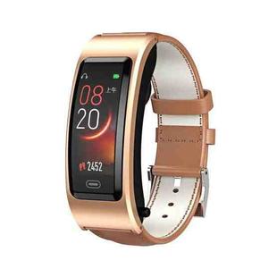 B7 Bluetooth Earphone Smart Bracelet, Support Sleep Monitoring / Blood Oxygen Monitoring / Heart Rate Monitoring(Gold + Brown Leather Belt)