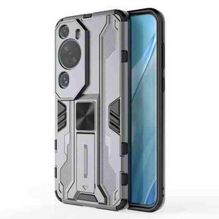 For Huawei P60 Art 4G Supersonic Holder PC Soft TPU Phone Case(Grey)