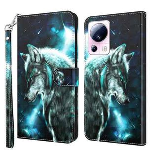 For Xiaomi 13 Lite 3D Painting Pattern Flip Leather Phone Case(Wolf)