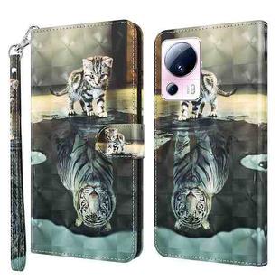 For Xiaomi 13 Lite 3D Painting Pattern Flip Leather Phone Case(Cat Tiger)