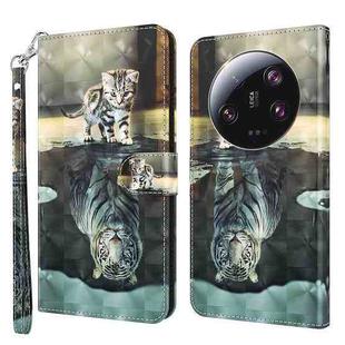 For Xiaomi 13 Ultra 3D Painting Pattern Leather Phone Case(Cat Tiger)