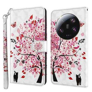 For Xiaomi 13 Ultra 3D Painting Pattern Leather Phone Case(Cat Under The Tree)
