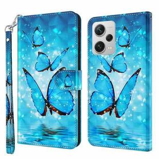 For Xiaomi Redmi Note 12 Pro+ Global 3D Painting Pattern Flip Leather Phone Case(Three Butterflies)