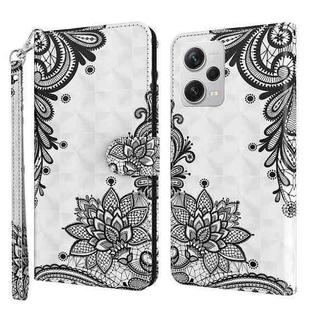 For Xiaomi Redmi Note 12 Pro+ Global 3D Painting Pattern Leather Phone Case(Diagonal Black Flower)