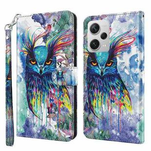 For Xiaomi Redmi Note 12 Pro+ Global 3D Painting Pattern Flip Leather Phone Case(Watercolor Owl)
