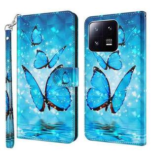 For Xiaomi 13T Pro 3D Painting Pattern Leather Phone Case(Three Butterflies)