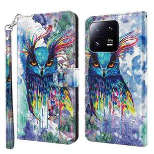 For Xiaomi 13T Pro 3D Painting Pattern Leather Phone Case(Watercolor Owl)