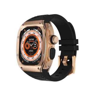 For Apple Watch Ultra 49mm Armor Stainless Steel Case TPU Watch Band(Rose Gold Black)