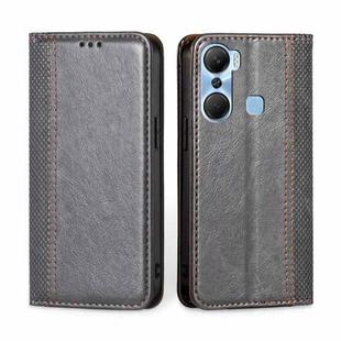 For Infinix Hot 12 Pro Grid Texture Magnetic Flip Leather Phone Case(Grey)