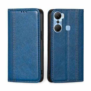 For Infinix Hot 12 Pro Grid Texture Magnetic Flip Leather Phone Case(Blue)
