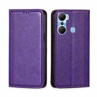 For Infinix Hot 12 Pro Grid Texture Magnetic Flip Leather Phone Case(Purple)