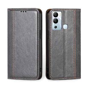 For Infinix Hot 12i Grid Texture Magnetic Flip Leather Phone Case(Grey)