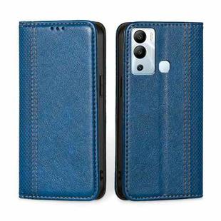 For Infinix Hot 12i Grid Texture Magnetic Flip Leather Phone Case(Blue)