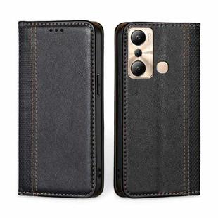 For Infinix Hot 20i Grid Texture Magnetic Flip Leather Phone Case(Black)