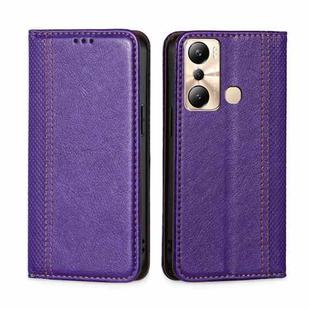 For Infinix Hot 20i Grid Texture Magnetic Flip Leather Phone Case(Purple)