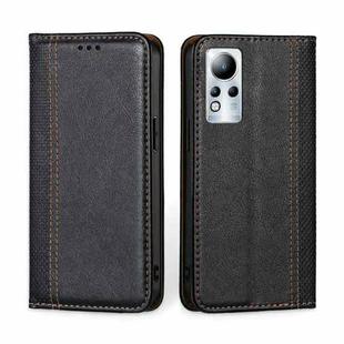 For Infinix Note 11 Grid Texture Magnetic Flip Leather Phone Case(Black)