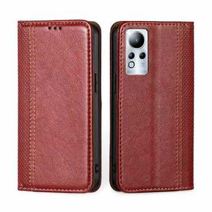 For Infinix Note 11 Grid Texture Magnetic Flip Leather Phone Case(Red)