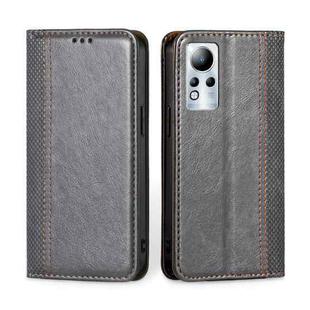 For Infinix Note 11 Grid Texture Magnetic Flip Leather Phone Case(Grey)