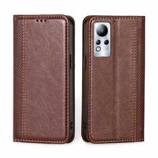 For Infinix Note 11 Grid Texture Magnetic Flip Leather Phone Case(Brown)