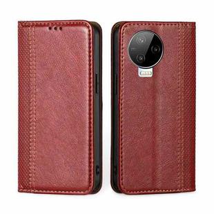 For Infinix Note 12 Pro 4G / 12 2023 Grid Texture Magnetic Flip Leather Phone Case(Red)