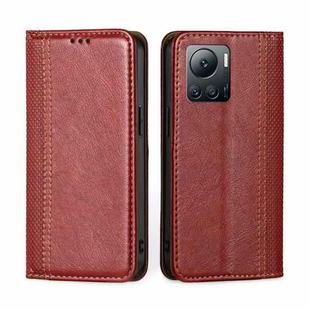 For Infinix Note 12 VIP Grid Texture Magnetic Flip Leather Phone Case(Red)