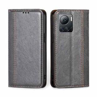 For Infinix Note 12 VIP Grid Texture Magnetic Flip Leather Phone Case(Grey)