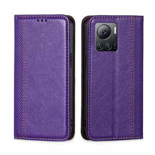 For Infinix Note 12 VIP Grid Texture Magnetic Flip Leather Phone Case(Purple)