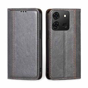 For Infinix Smart 7 Grid Texture Magnetic Flip Leather Phone Case(Grey)
