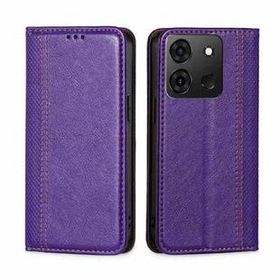 For Infinix Smart 7 Grid Texture Magnetic Flip Leather Phone Case(Purple)