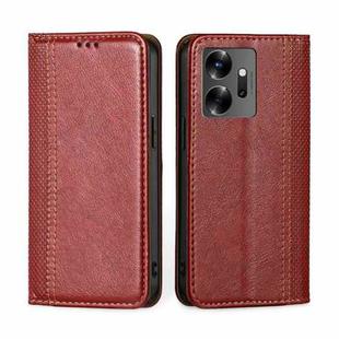 For Infinix Zero 20 Grid Texture Magnetic Flip Leather Phone Case(Red)