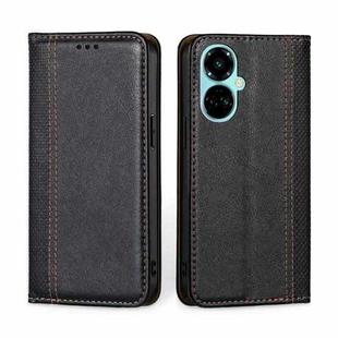 For Tecno Camon 19 / 19 Pro Grid Texture Magnetic Flip Leather Phone Case(Black)