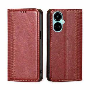 For Tecno Camon 19 / 19 Pro Grid Texture Magnetic Flip Leather Phone Case(Red)