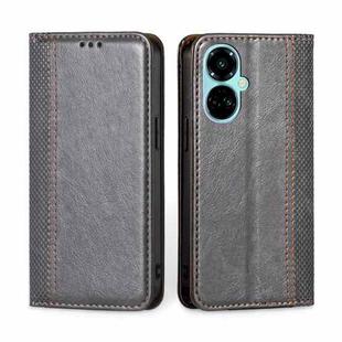 For Tecno Camon 19 / 19 Pro Grid Texture Magnetic Flip Leather Phone Case(Grey)
