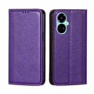 For Tecno Camon 19 / 19 Pro Grid Texture Magnetic Flip Leather Phone Case(Purple)