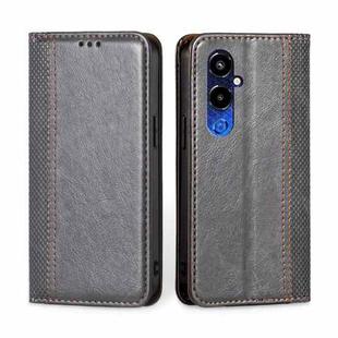 For Tecno Pova 4 Pro Grid Texture Magnetic Flip Leather Phone Case(Grey)