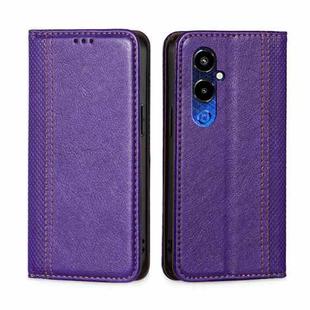 For Tecno Pova 4 Pro Grid Texture Magnetic Flip Leather Phone Case(Purple)