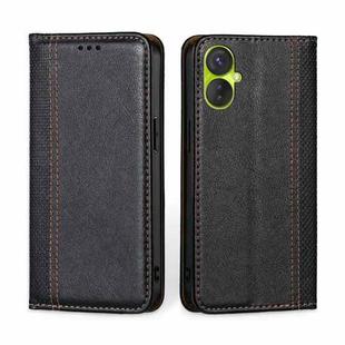 For Tecno Spark 9 Pro Grid Texture Magnetic Flip Leather Phone Case(Black)