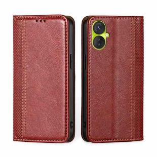 For Tecno Spark 9 Pro Grid Texture Magnetic Flip Leather Phone Case(Red)
