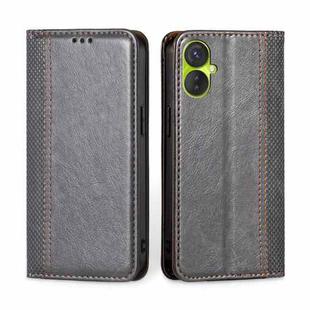 For Tecno Spark 9 Pro Grid Texture Magnetic Flip Leather Phone Case(Grey)