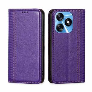 For Tecno Spark 10 4G Grid Texture Magnetic Flip Leather Phone Case(Purple)