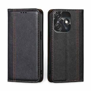 For Tecno Spark 10C Grid Texture Magnetic Flip Leather Phone Case(Black)