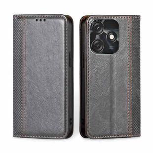 For Tecno Spark 10C Grid Texture Magnetic Flip Leather Phone Case(Grey)