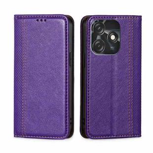 For Tecno Spark 10C Grid Texture Magnetic Flip Leather Phone Case(Purple)