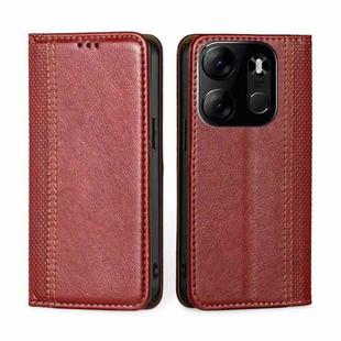 For Tecno Spark GO 2023/Pop 7/Pop 7 Pro Grid Texture Magnetic Flip Leather Phone Case(Red)